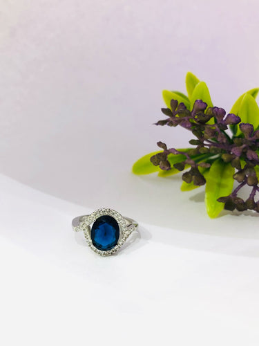 925 Silver Blue Oval Ring